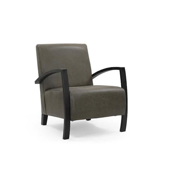 HomeRoots Amelia 26 in. Black Leather Arm Chair
