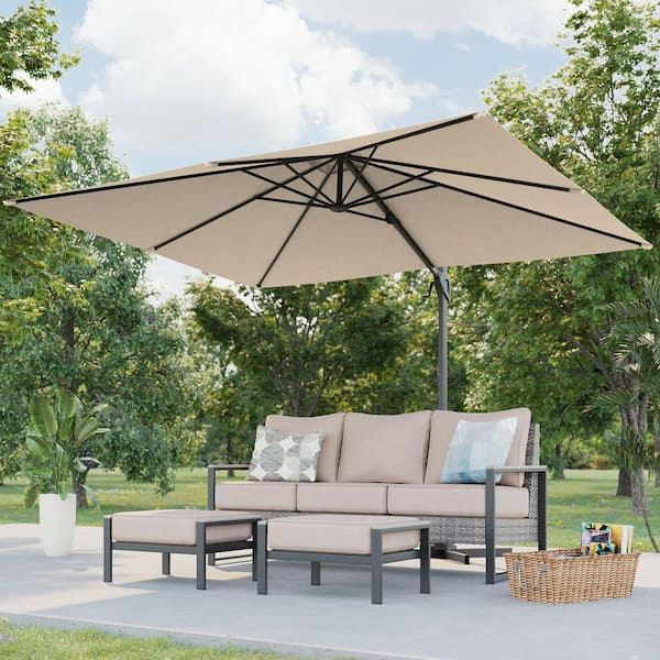 10 x 8 ft. Metal Cantilever Patio Umbrella with 360° Rotation and Canopy Angle Adjustment in Sand