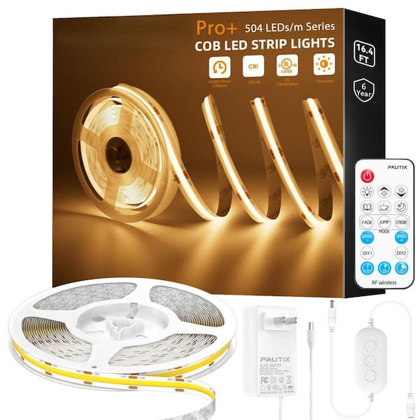 16.4 ft. 48-Watt Integrated LED Strip Light Fixture Warm White 2700K Dimmable High Lumen Tape Lighting Kit with Remote