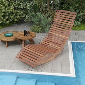 Patio Rocking Chair with Widened Slatted Seat and High Back Wood Outdoor Rocking Chair