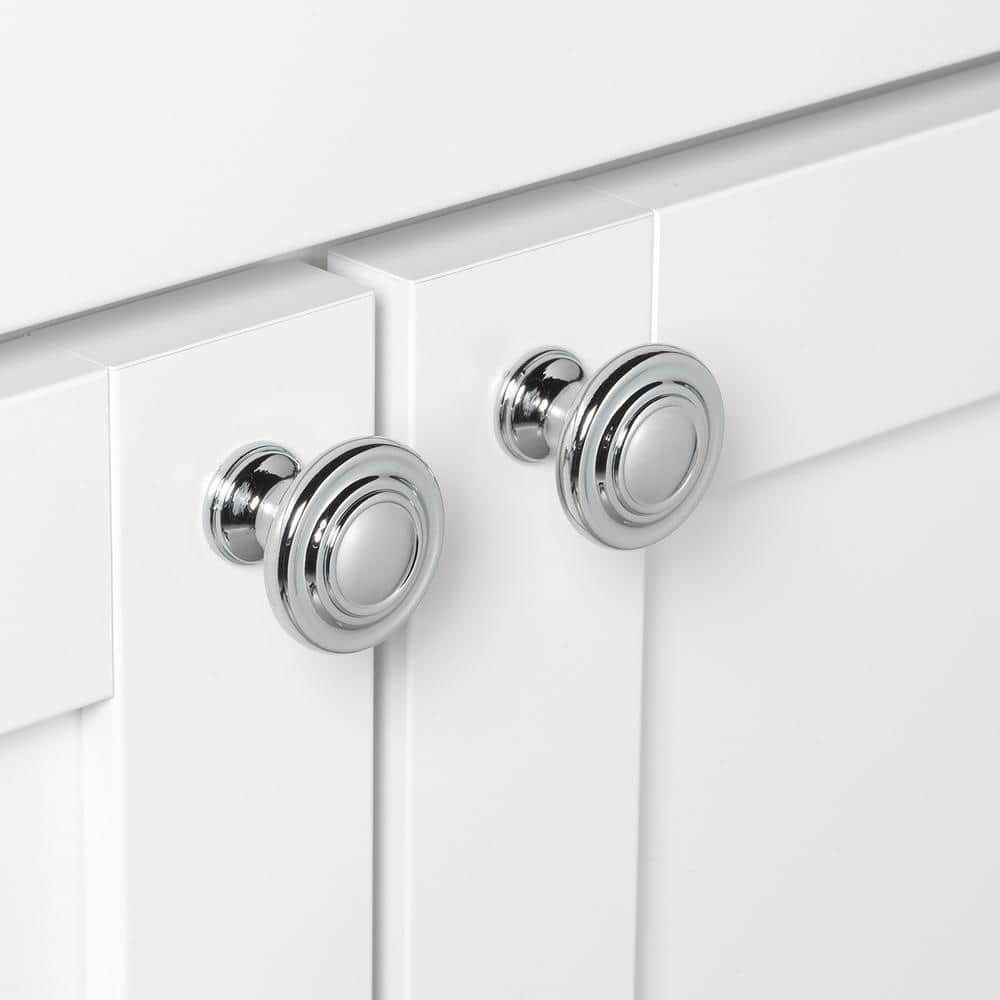Polished Chrome Round Cabinet Knob with Mounting Hardware
