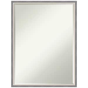 Theo Grey Narrow 19.25 in. x 25.25 in. Petite Bevel Modern Rectangle Wood Framed Bathroom Wall Mirror in Gray