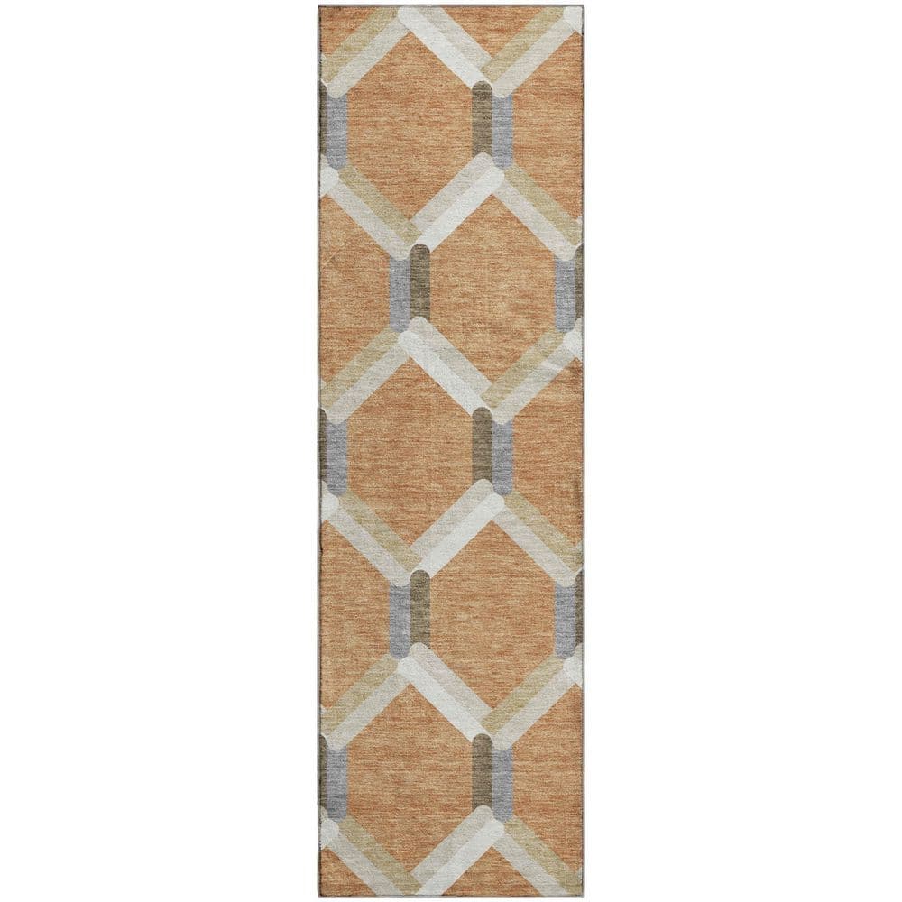 Mayfield Premium Machine Washable Abstract AMF2343 Copper 2 ft. x 7 ft. Runner Rug price history on PriceWatchPro
