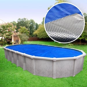 Special Deluxe 5-Year 18 ft. x 33 ft. Oval Blue/Silver Solar Above Ground Pool Cover