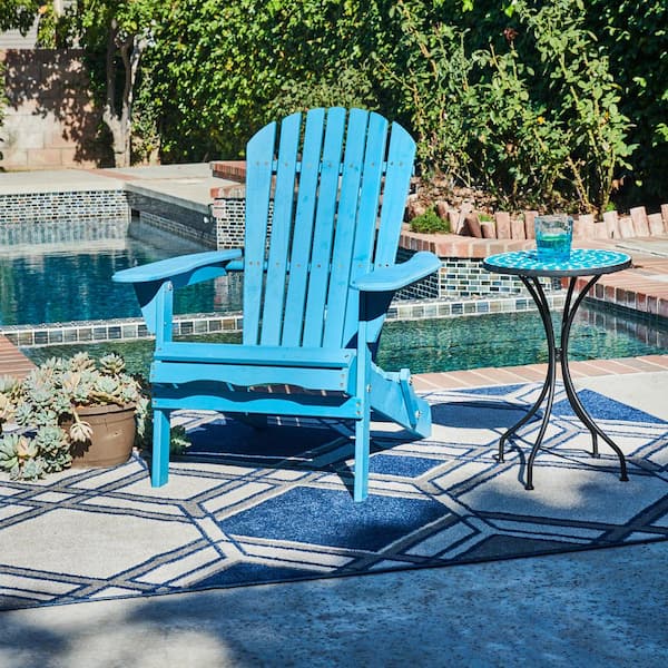S'DENTE Villaret Blue Folding Wood Adirondack Chair