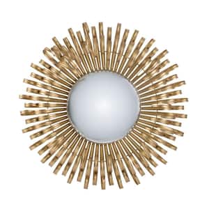 27 in. W x 27 in. H Gold Round Iron Frame Wall Mount Accent Decor Mirror