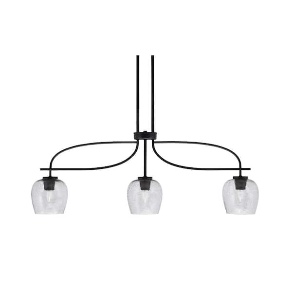 Unbranded Olympia 3-Light Matte Black Billiard Light with 6 in. White Marble Glass Shades, no blulbs included