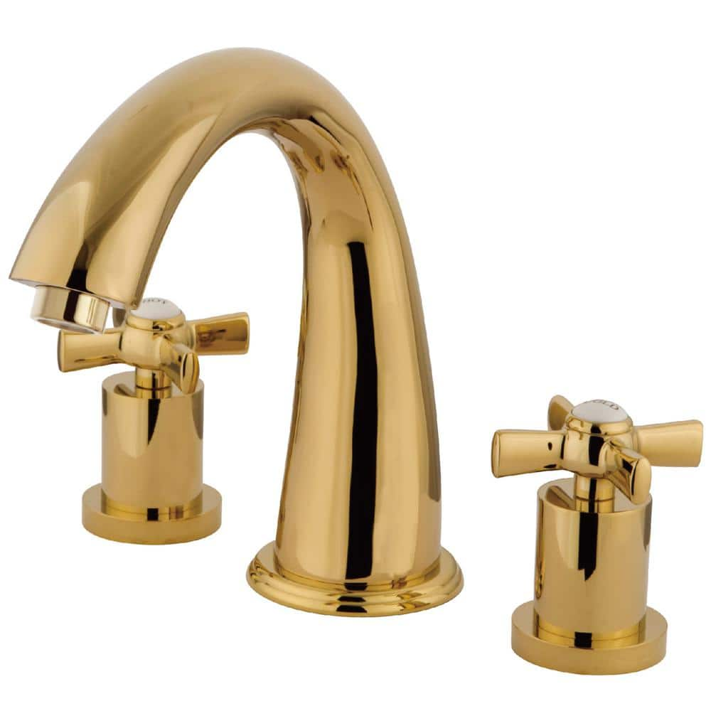 Kingston Brass Millennium 2 Handle Deck Mount Roman Tub Faucet In   Polished Brass Kingston Brass Roman Tub Faucets Hks2362zx 64 1000 