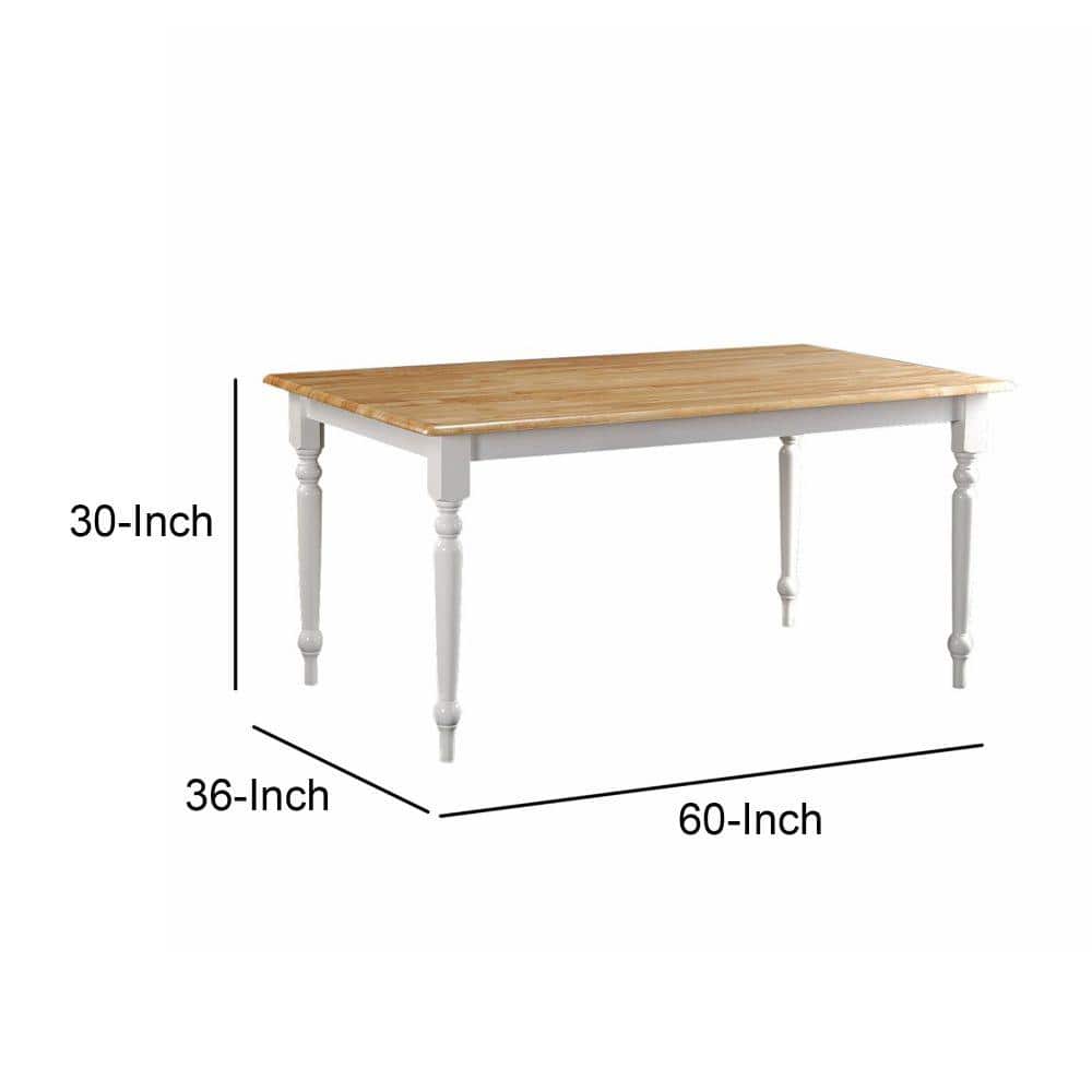Elegant Transitional Rectangular Dining Table in Brown & White