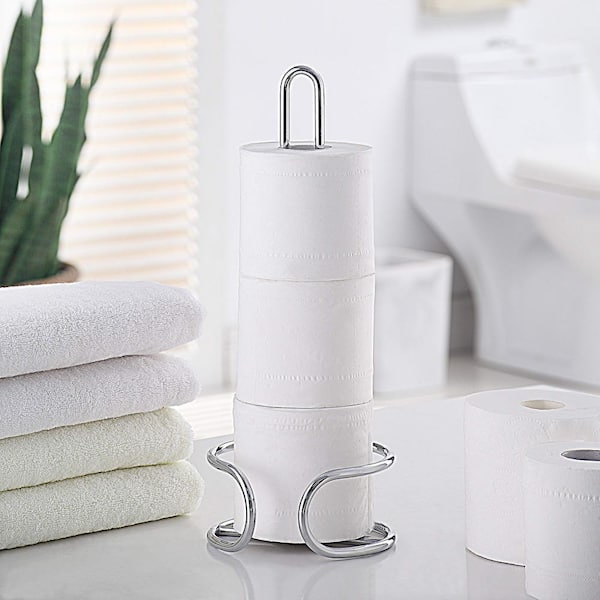 YASINU Heavy Wire Gauge Spare Bathroom Toilet Tissue Paper Roll Holder  Storage Stand in Chrome YNTPH00488CH - The Home Depot