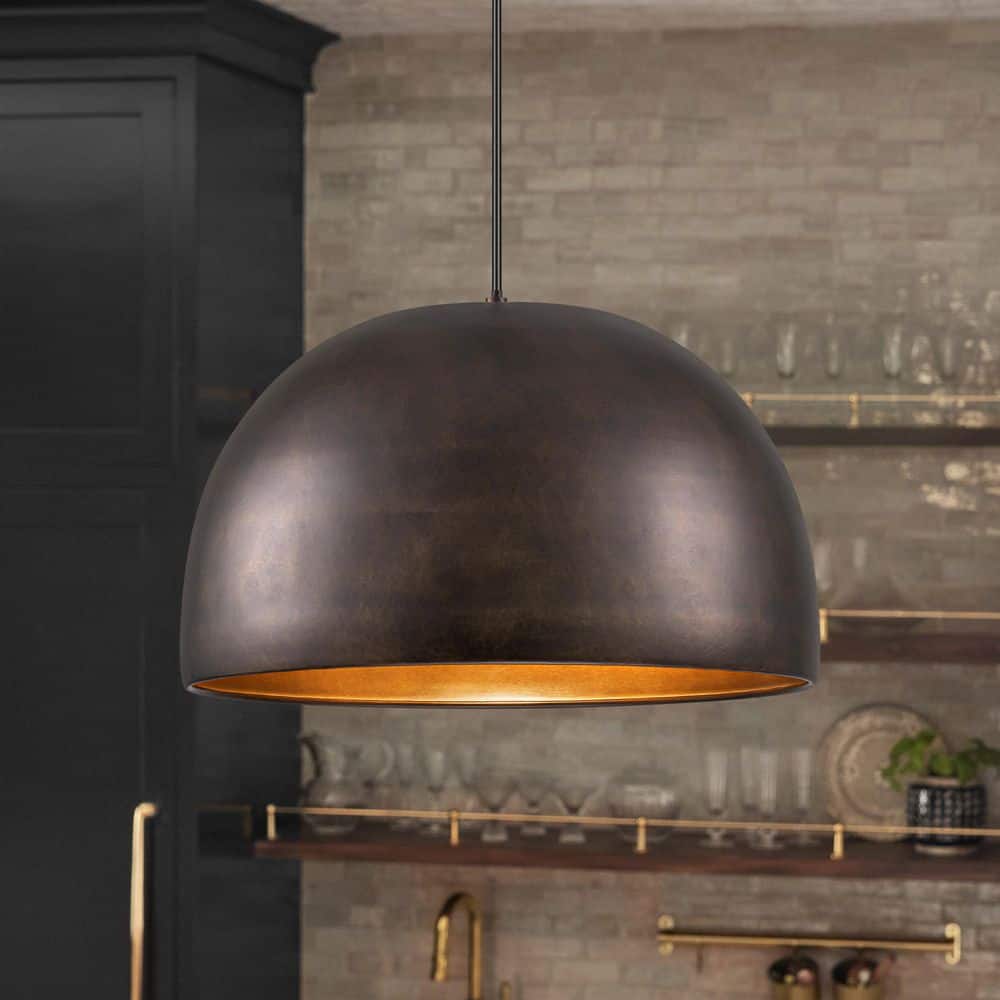 Hongtuo 60-Watt 1-Light Vintage Antique Brown Dome Pendant Light with Metal Shade, No Bulbs Include price history on PriceWatchPro