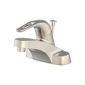 Prestige Collection 4 in. Centerset Single-Handle Washerless Bathroom Faucet with 50/50 Pop-Up in Brushed Nickel