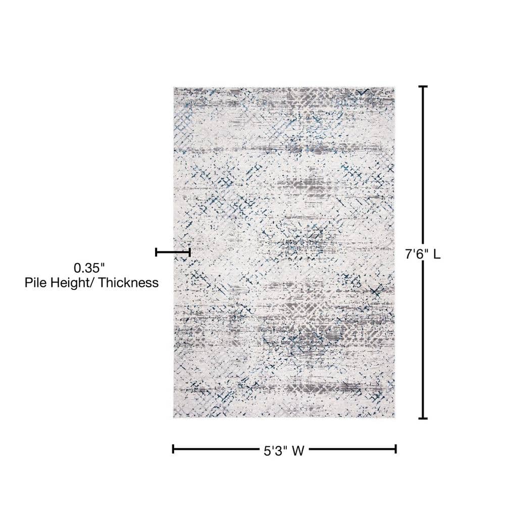 Amalfi 5'3" x 7'6" Gray and Navy Abstract Wool Rug