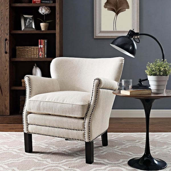 MODWAY Key Upholstered Fabric Armchair in Sand