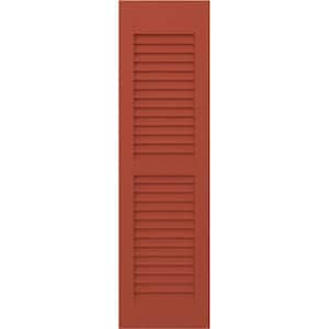 Americraft 12 in. W x 32 in. H 2-Equal Louver Exterior Real Wood Shutters Pair in Colorful Leaves