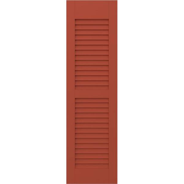 Ekena Millwork 15 in. W x 34 in. H Americraft 2 Equal Louver Exterior Real Wood Shutters Per Pair in Colorful Leaves