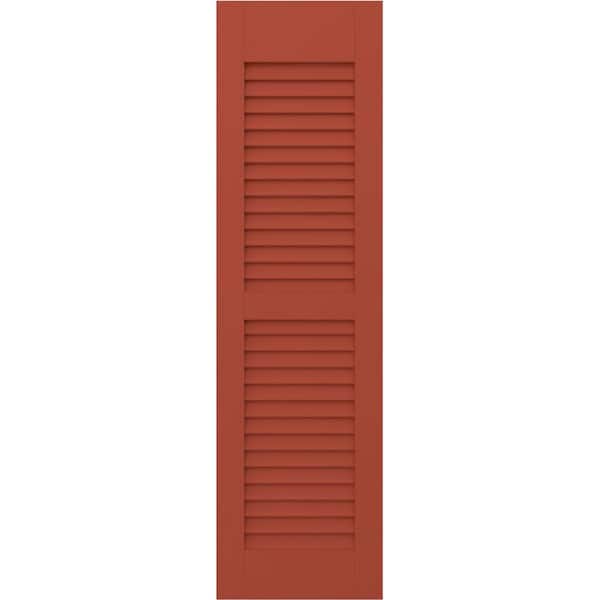 Ekena Millwork 15 in. W x 35 in. H Americraft 2 Equal Louver Exterior Real Wood Shutters (Per Pair) in Colorful Leaves
