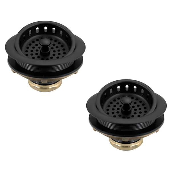 Westbrass 3 1 2 In Post Style Kitchen Sink Basket Strainer In Matte Black 2 Pack D2145 62 The Home Depot