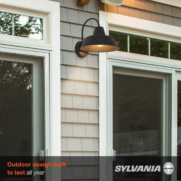 Weymouth Single Bulb Antique Black Outdoor Barn Light Sconce with 1 Edison 6.5-Watt LED Light Bulb Included