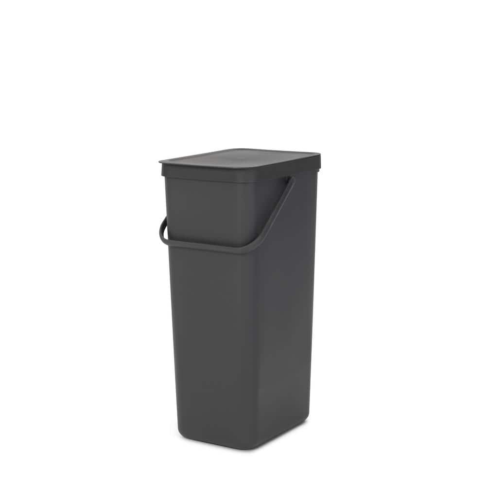 Dark Gray 10.6 Gallon Plastic Recycling Bin with Lid