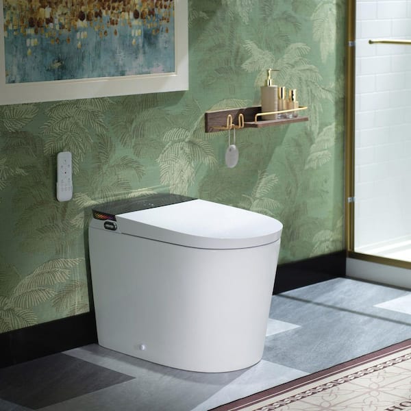 Elongated ADA Bidet Toilet Single Flush 1.1 GPF in White w/ Ultra-Quiet and Quick Flush, 1000g MaP,Foam Shield,Auto Open