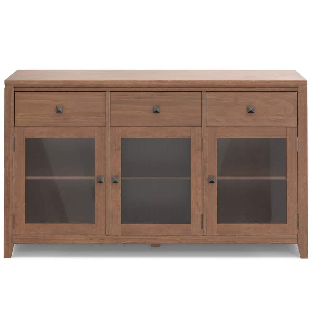 Cosmopolitan Medium Saddle Brown Solid Wood 54" Adjustable Sideboard Buffet