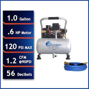 Light and Quiet 1 Gal. 0.6 Hp 115 PSI Steel Tank Electric Portable Air Compressor and 25 ft. Hybrid Air Hose kit