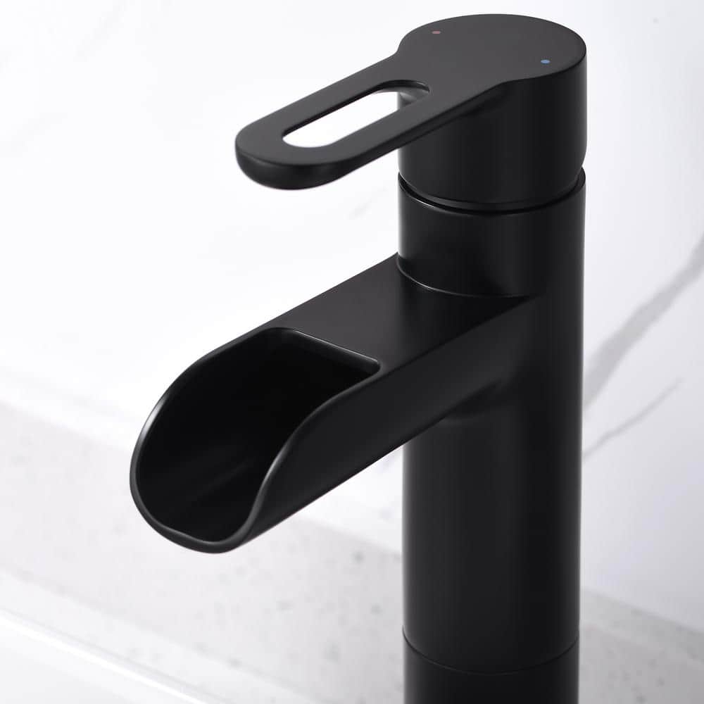 Matte Black Modern Single Handle Vessel Sink Faucet