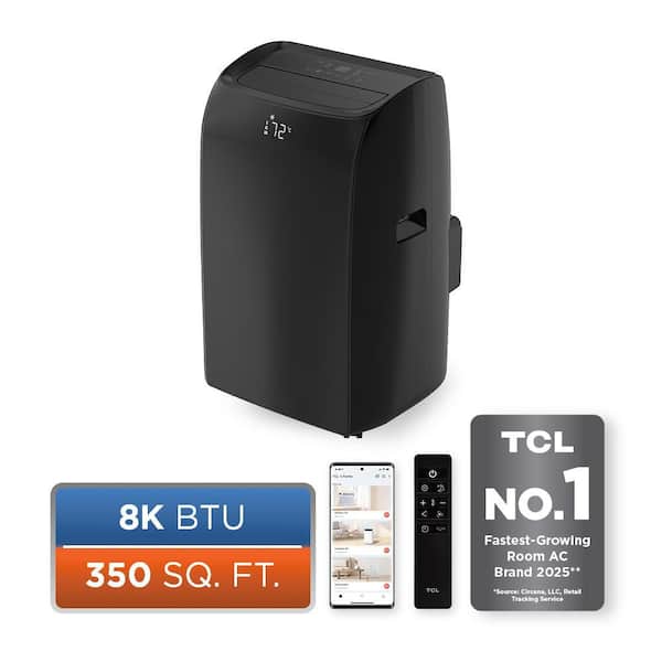 S Series 8,000 BTU 115 Volts Portable AC Cools 350 Sq. Ft. with Remote and wifi enabled in Black