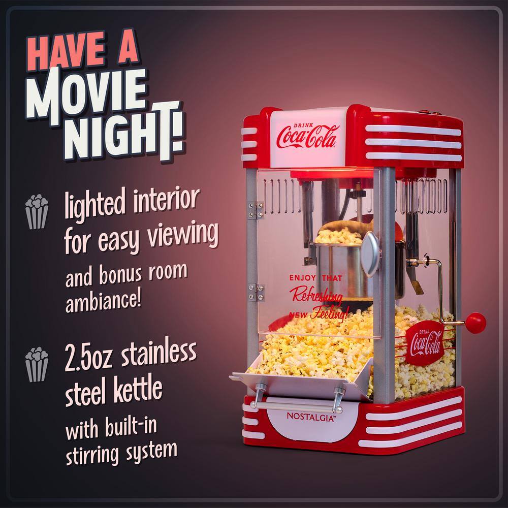 Nostalgia Red Vintage 2.5-Ounce Kettle Popcorn Maker with Cart