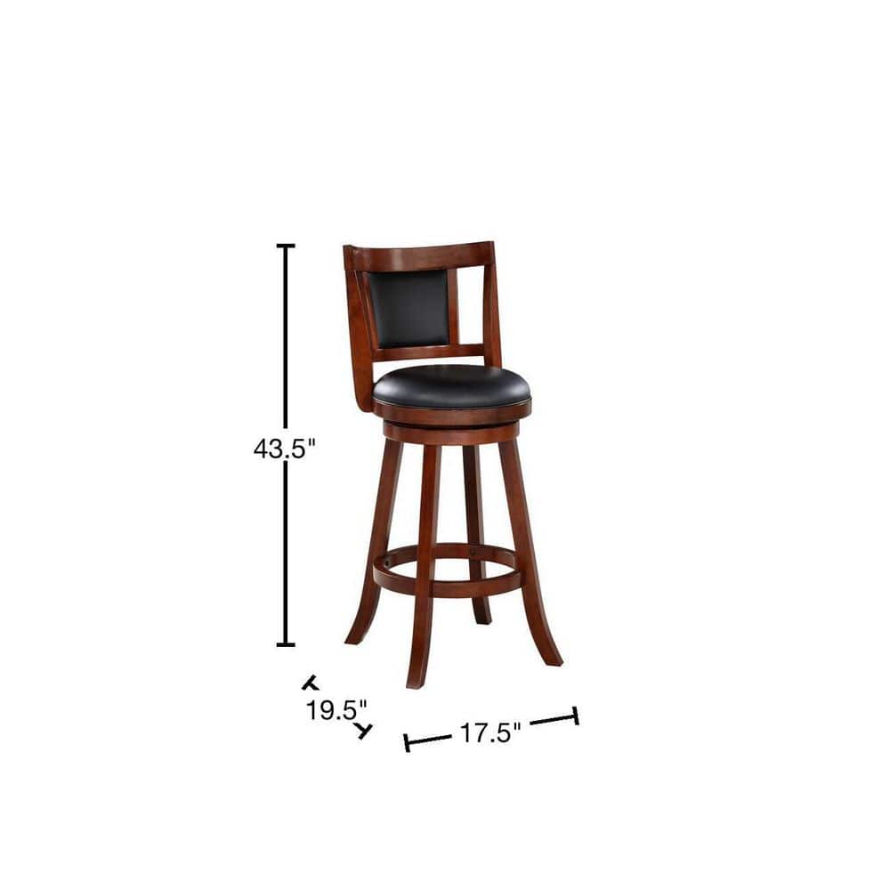 Avianna 29" Cherry Swivel Bar Stool with Leather Seat