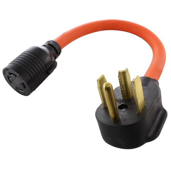 AC WORKS AC Connectors 1.5 ft. 10/4 30 Amp 4-Prong Dryer Plug to L14-30R 4-Prong 30 Amp Generator Locking Female