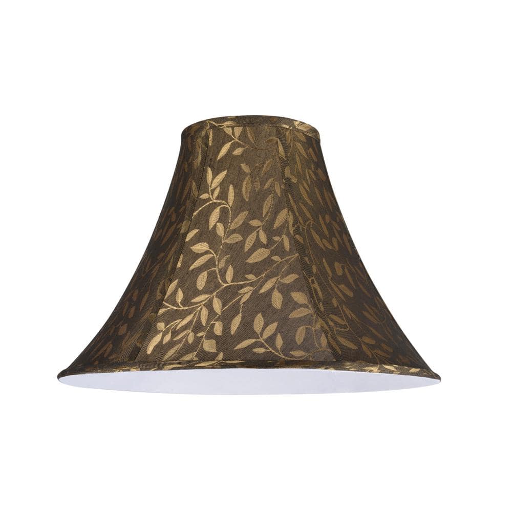 Brown Jacquard Textured Fabric Bell Lamp Shade, 16" Wide