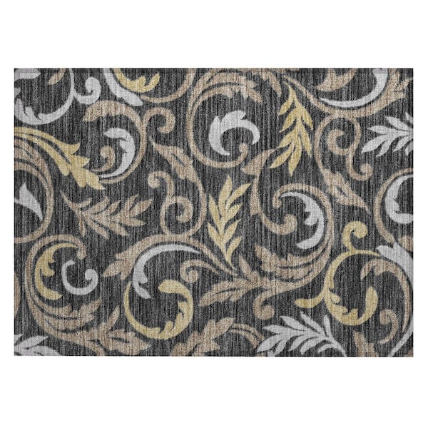 Chantille Machine Washable Indoor/Outdoor Abstract ACN3102 Black 3 ft. x 4 ft. Area Rug