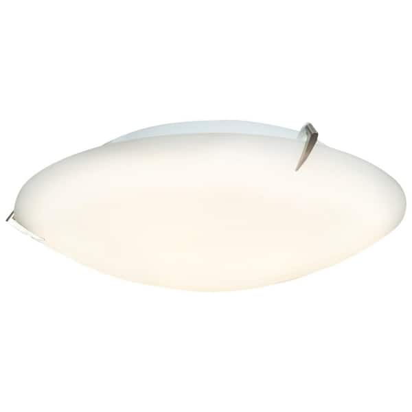 Access Lighting Zenon 3-Light Brushed Steel Flush Mount with Opal Glass Shade
