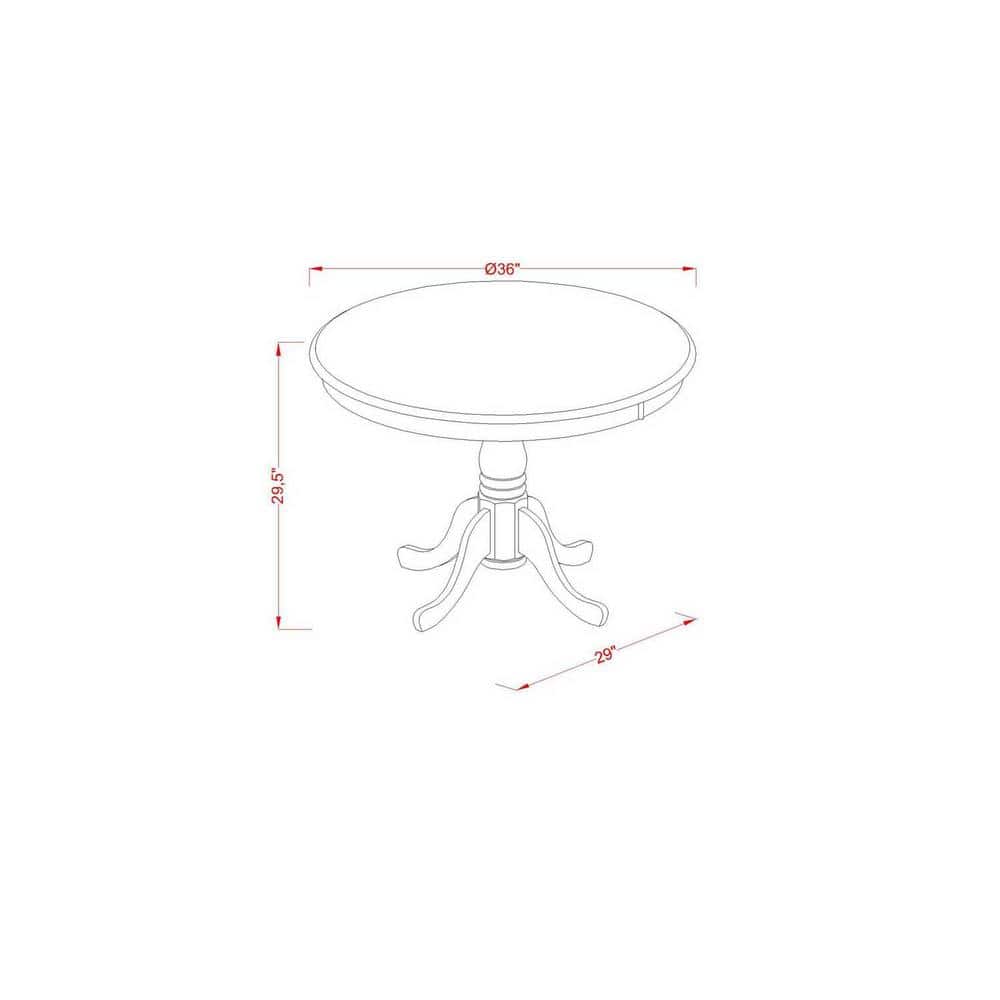 Cherry Round Dining Table with 4 Baked Bean PU Leather Chairs