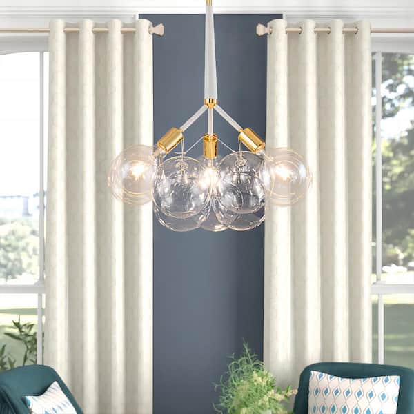 Mateo in. 3-light White Glam Cluster Globe Bubble Chandelier with Clear Glass Globe Shade 81010000001938 - The Home Depot