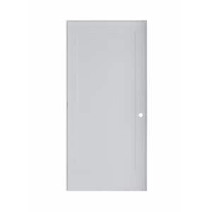 34 In. x 80 In.Left-Handed Solid Core Primed White Composite Single Pre-hung Interior Door Satin Nickel Hinges