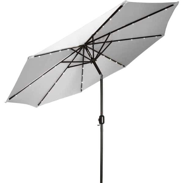 9 ft. Deluxe Solar Powered LED Lighted Patio Market Umbrella (Gray)
