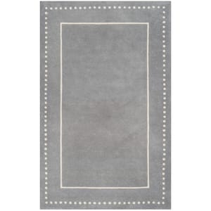Bella Silver/Ivory 5 ft. x 8 ft. Dotted Border Area Rug