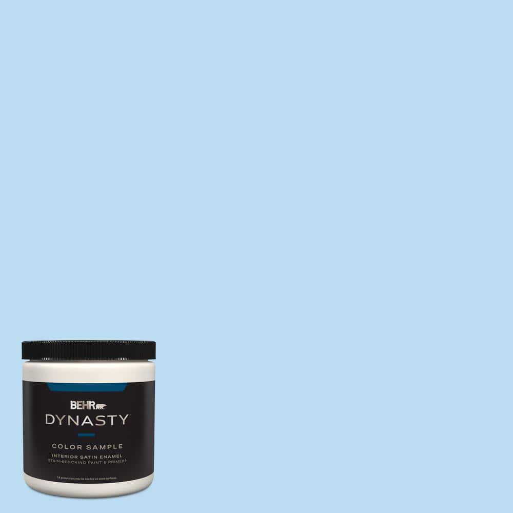 BEHR DYNASTY 8 oz. #P510-1 Greek Isles Satin Enamel Stain-Blocking ...