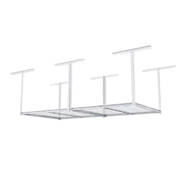 The Atlas Pro 96 in. W x 48 in. H x 46.5 in. D Adjustable Height 1250 lb. Heavy Duty Overhead Garage Storage Rack White