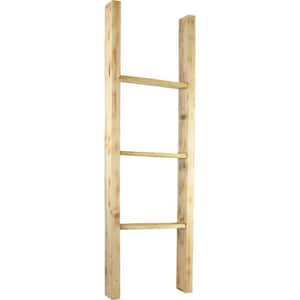 15 in. x 48 in. x 3 1/2 in. Barnwood Decor Collection Natural Barnwood Vintage Farmhouse 3-Rung Ladder