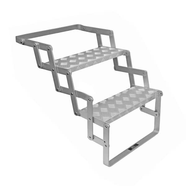 Quick Products 18 in. Wide Aluminum Scissor Stairs with Easy Mount Bracket for Mobile Home, RV, Camper, Shop, and Trailers-2-Step