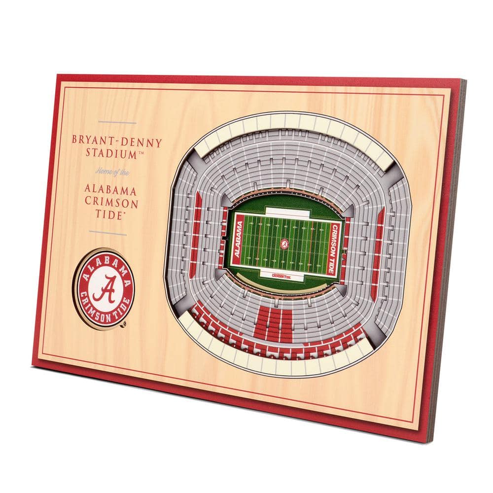 University Of Alabama Bryant-Denny Stadium Wood Wall Art - Officially Licensed NCAA Football Decor For Man Cave, Game Room