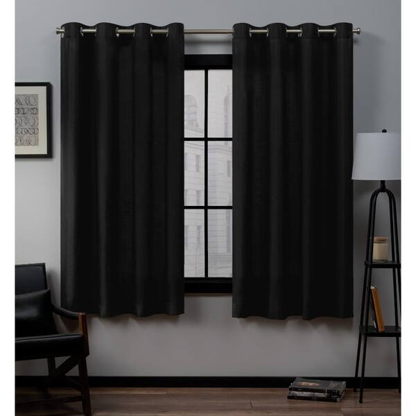 EXCLUSIVE HOME Midnight Linen Grommet Room Darkening Curtain - 54 in. W x 63 in. L (Set of 2)