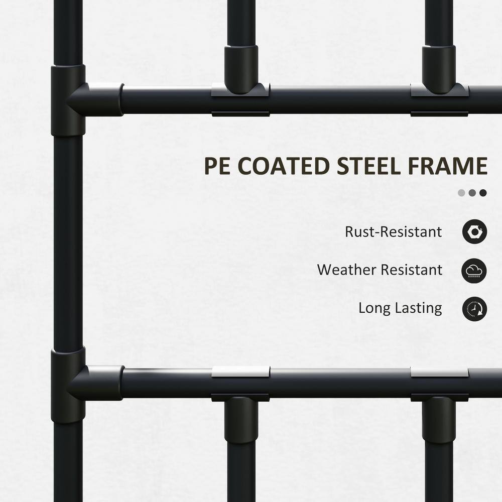Black Steel Garden Arch Trellis with Climbing Net, 8 FT Tall