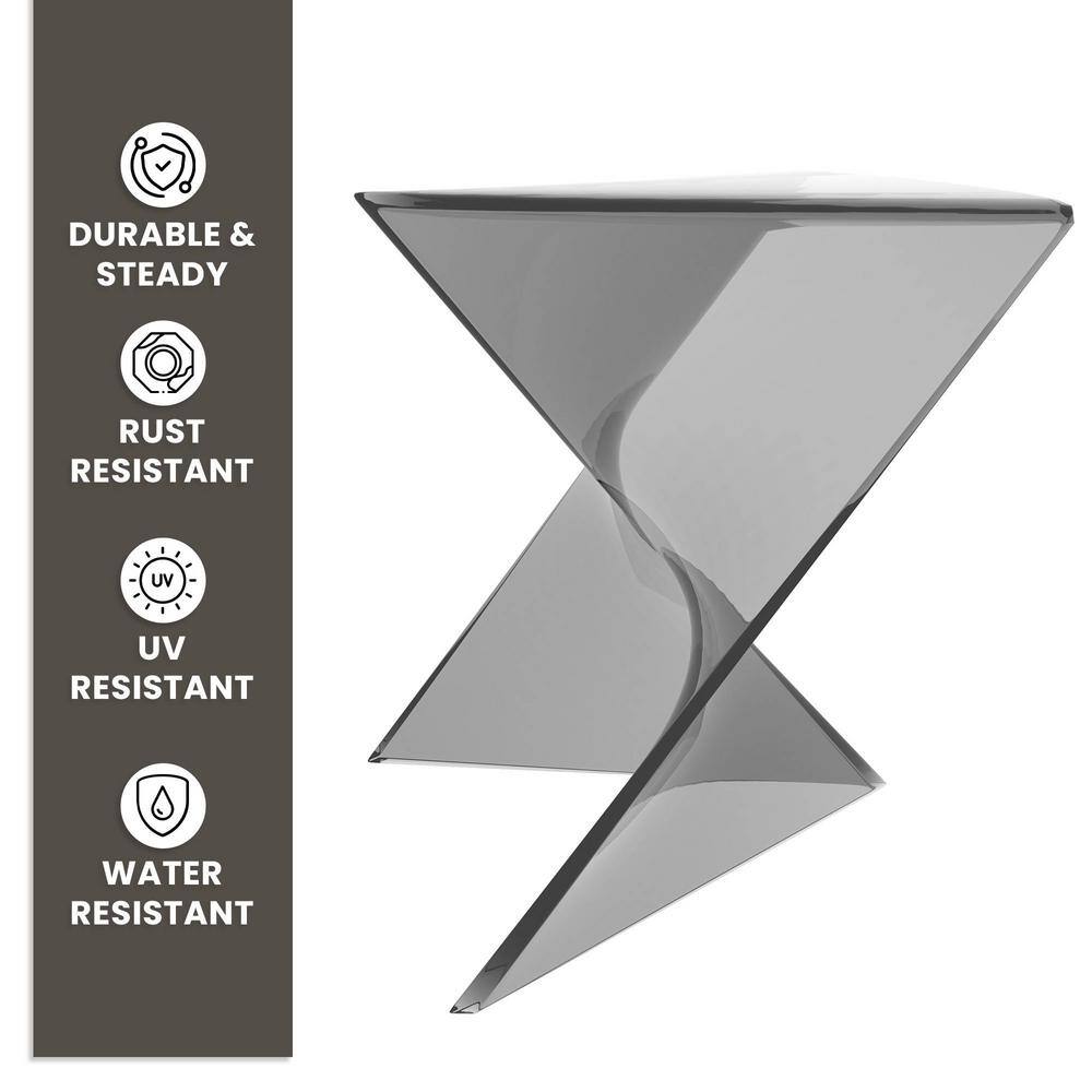Randolph 15.75" Smoke Gray Plastic Triangular Accent Side Table