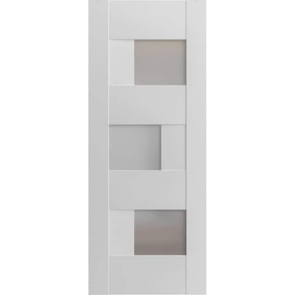 18 in. x 84 in. Solid MDF Frosted glass White Interior Door Slab