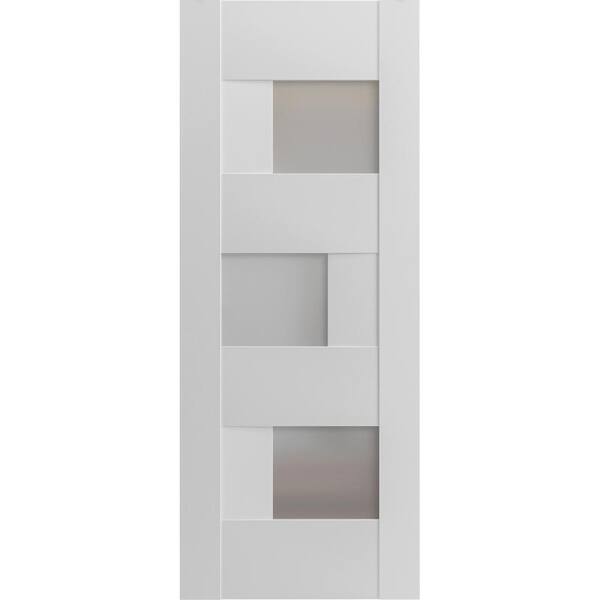 24 in. x 26 in. Solid MDF Frosted glass White Interior Door Slab